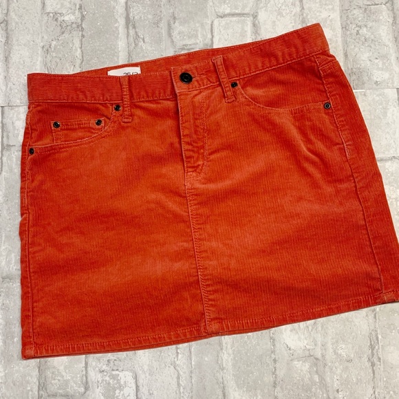 GAP Dresses & Skirts - Gap orange red corduroy short skirt sz 26/2